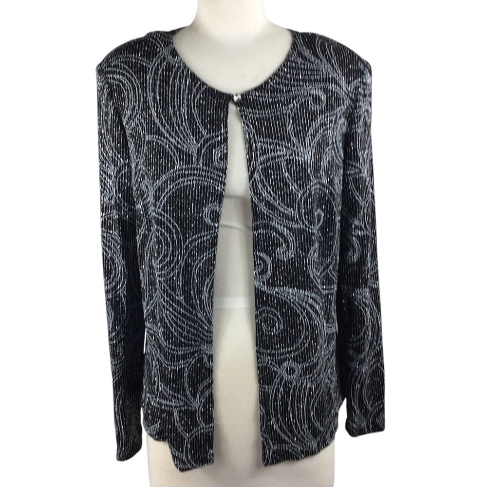 Blu Sage Elegant Black and White Swirl Cardigan, Size M‎ - Made in USA